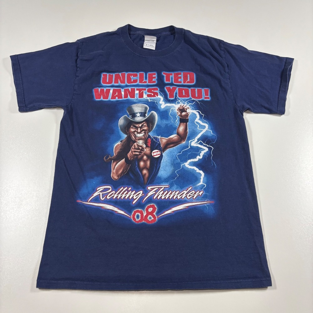 Uncle Ted Rolling Thunder 08 Mens T Shirt M NRA Cowboy Graphic Tee Cotton